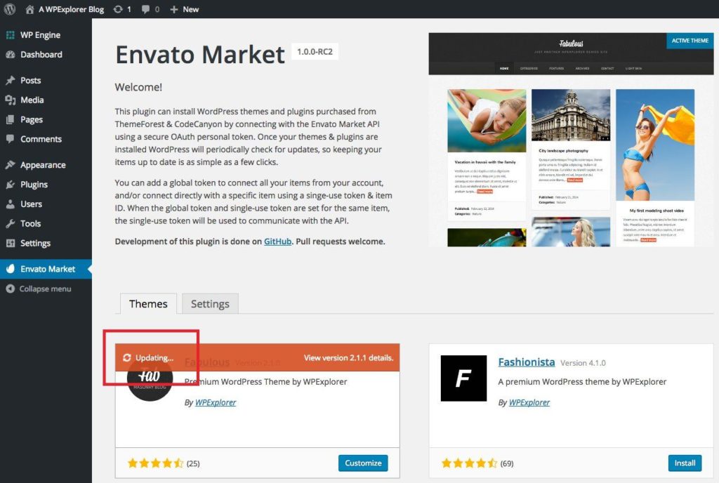 테마 및 플러그인 업데이트 플러그인 - Envato Market(대행사 작업 포함) 18 envatomarket 17