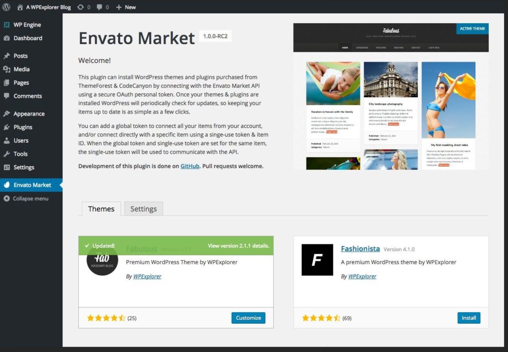 테마 및 플러그인 업데이트 플러그인 - Envato Market(대행사 작업 포함) 19 envatomarket 18