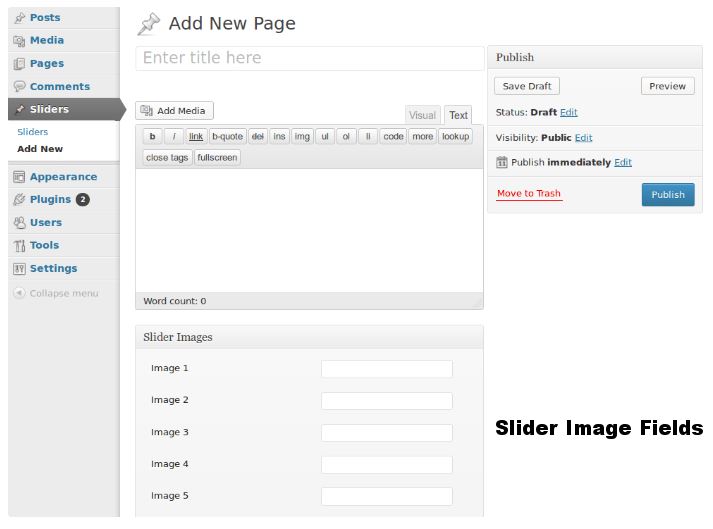 디자이너를 위한 워드프레스 플러그인 개발 과정 - 4. 슬라이더 통합하기 5 add new page