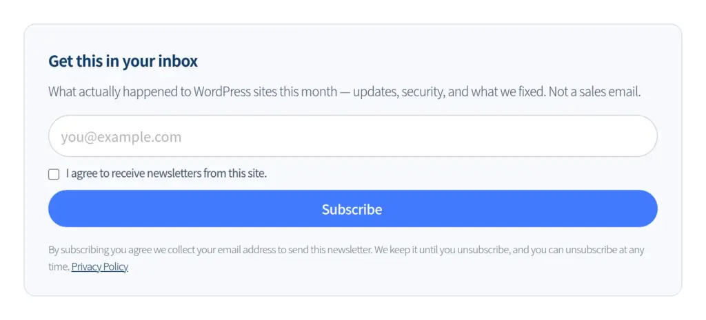 WOR-PRO Newsletter signup form at the end of a WOR-PRO Lab blog post